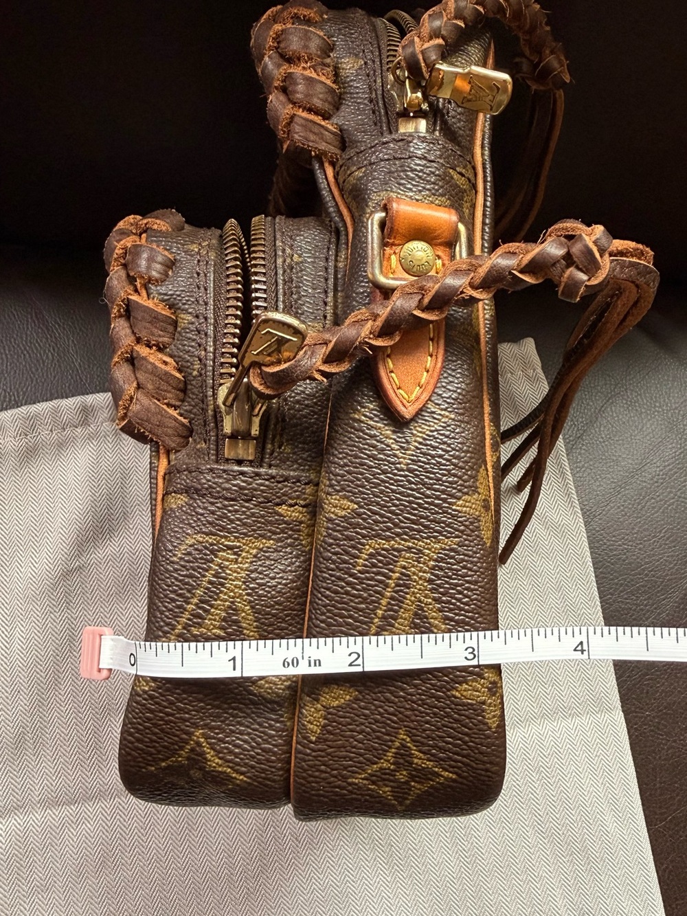 Louis Vuitton Vintage Boho Amazone Monogram Braided Trim Revamped AUTHENTIC - Picture 9 of 9
